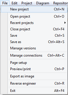 Creating a new project | Docs for ERBuilder 7.0