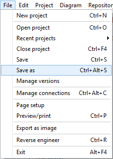 Er Save Editor Save as a project | Docs for ERBuilder 7.0