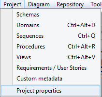 Project properties | Docs for ERBuilder 7.0