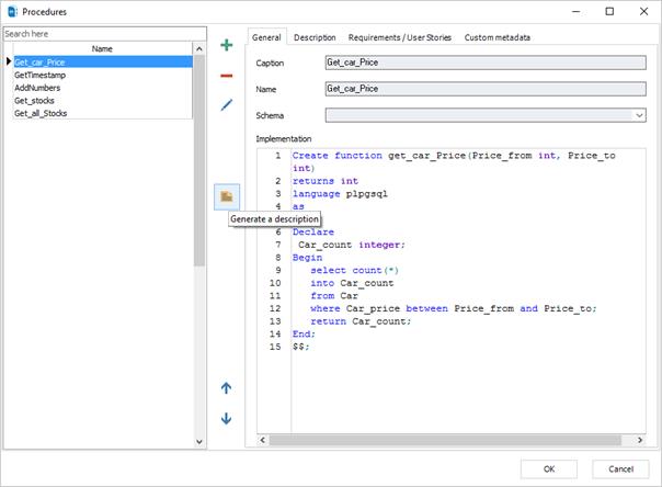 Editing an existing procedure | Docs for ERBuilder 7.0