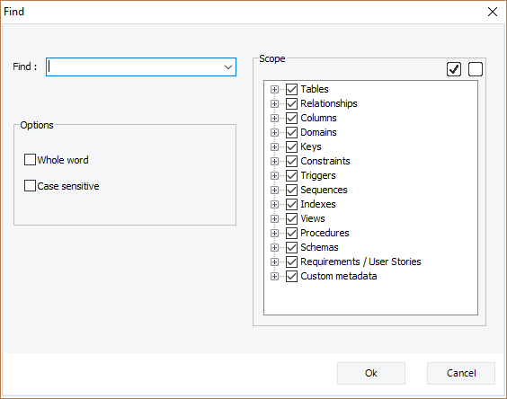 Finding/Replacing objects | Docs for ERBuilder 7.0
