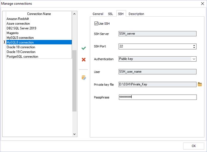 SSH Connection using Public key authentication | Docs for ERBuilder 7.0