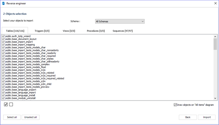 Reverse engineering an existing database | Docs for ERBuilder 7.0