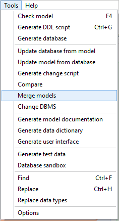 Merge models | Docs for ERBuilder 7.0