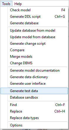 Generate test data | Docs for ERBuilder 7.0