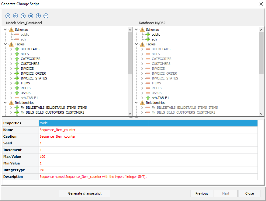 Customize the schema synchronization process by selecting the schema objects, that will be synchronized.