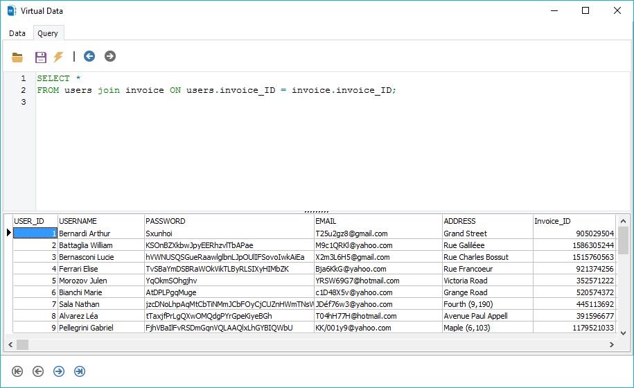 validate data model by querying virtual data