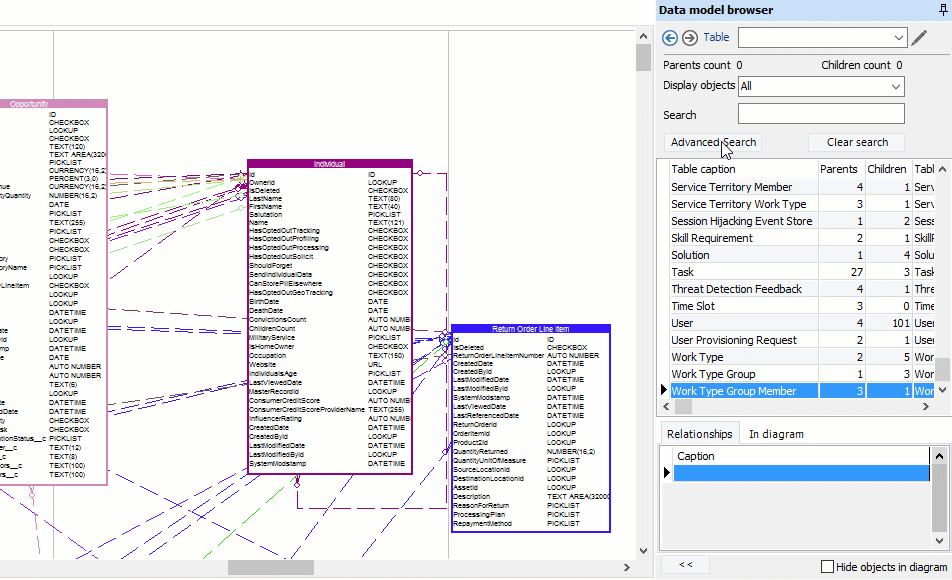 Advanced search erbuilder for salesforce