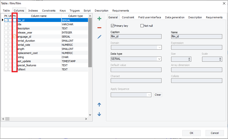 Show foreign keys details with erbuilder data modeler- softbuilder