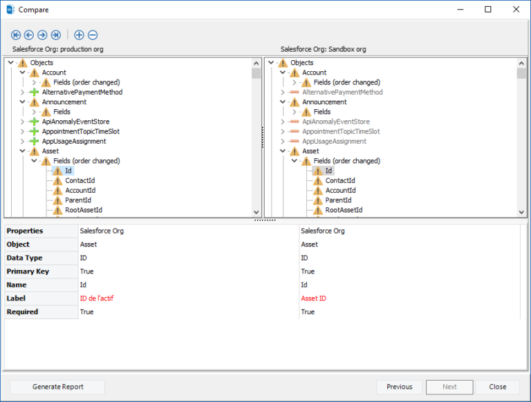 Compare Salesforce orgs and return the metadata differences - Softbuilder