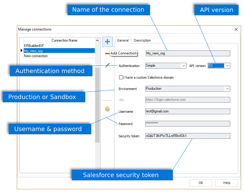 create new connection to Salesforce org