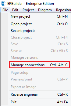 ERBuilder manage connection