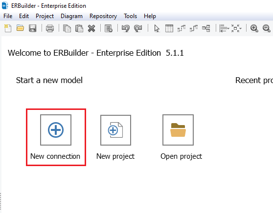 Add new connection on ERBuilder