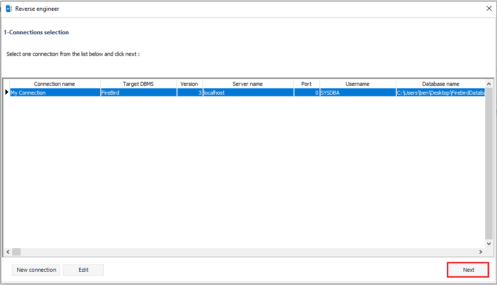 reverse engineer Firebird database with ERBuilder