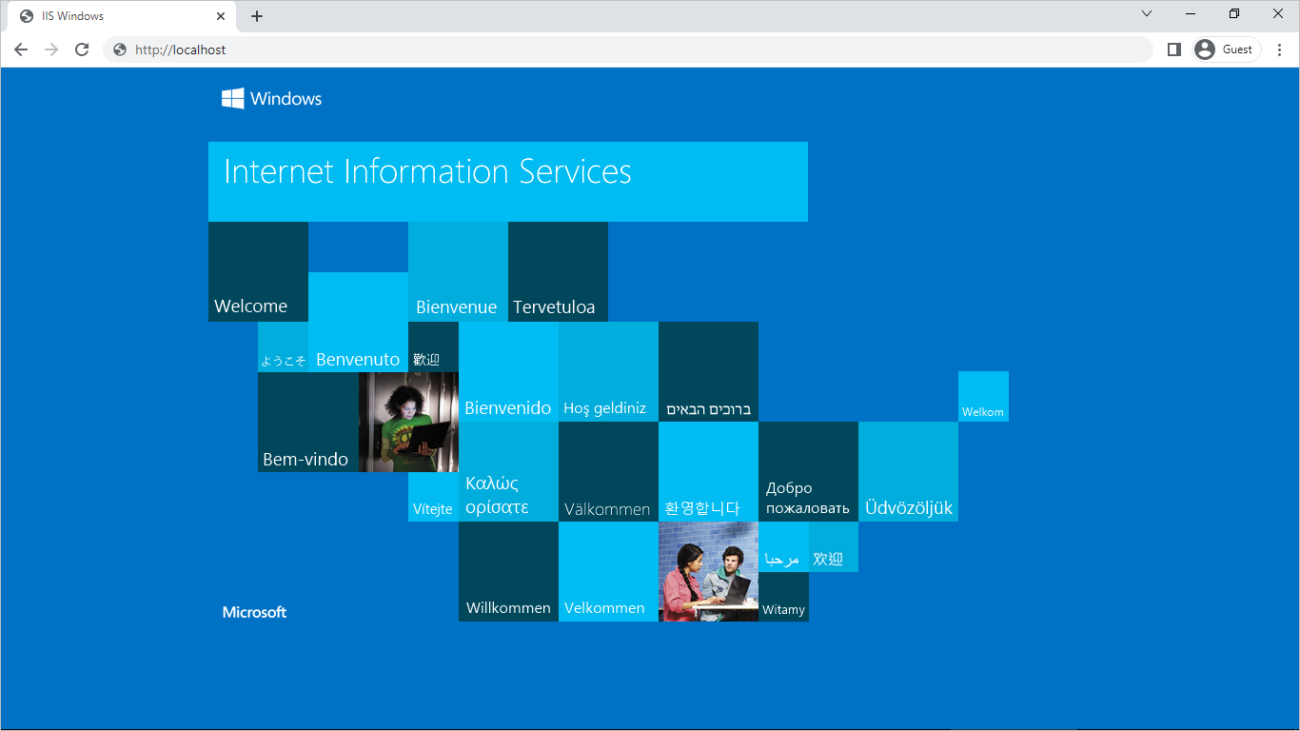 Microsoft IIS web server homepage